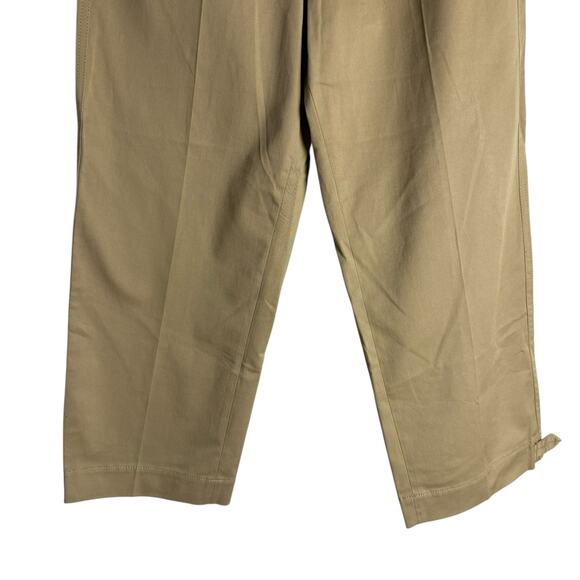 TELA Camel Gabardine Wide Leg High Rise Trousers Drawstring Waistband XS - Picture 10 of 15